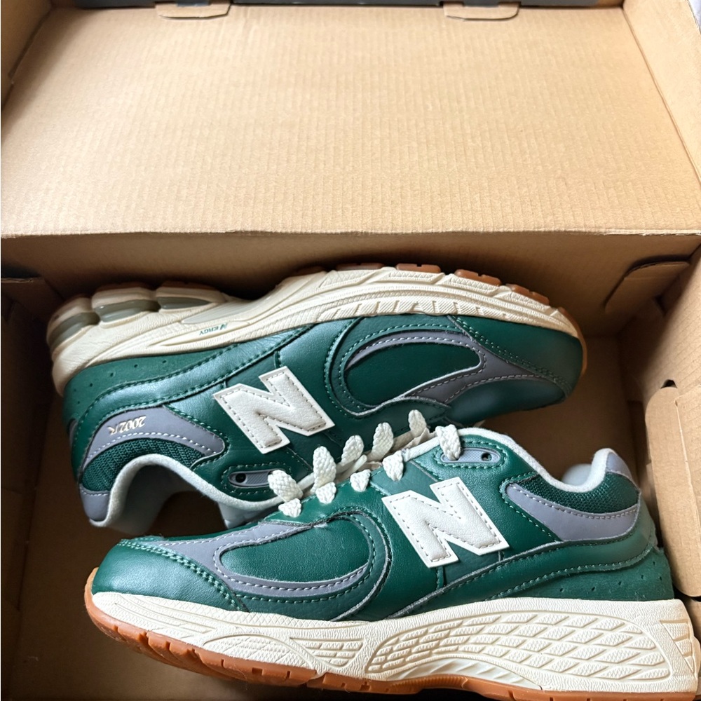 New Balance Forest Green and Gray Athletic Shoes